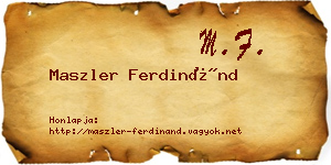 Maszler Ferdinánd névjegykártya